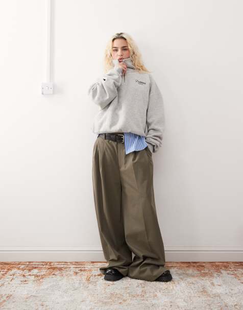 Prohibited half zip sweatshirt with script logo detail in grey - view 1