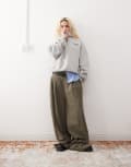 [Prohibited] Prohibited half zip sweatshirt with script logo detail in grey-Blue M GREY