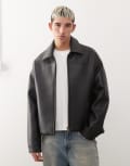 [Prohibited] Prohibited heavy weight oversized cropped PU leather jacket in black M BLACK