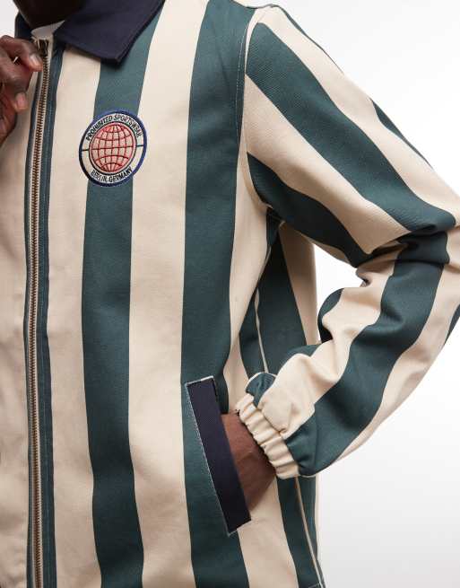Prohibited - Ivy League - Grøn harrington-jakke med striber, 3 af 5
