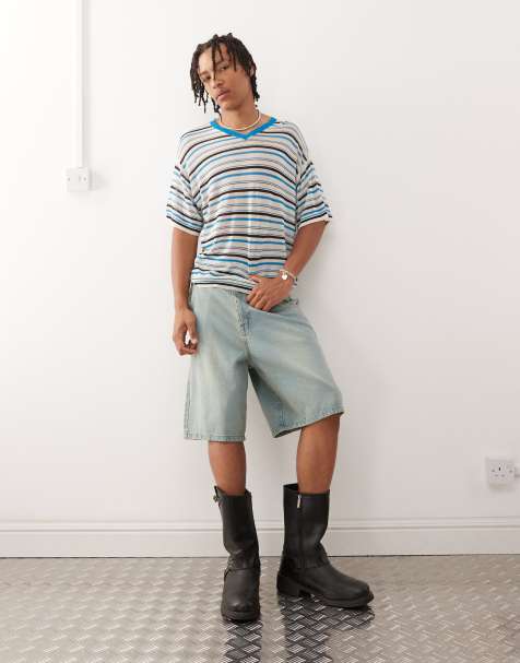Prohibited denim jorts in light blue