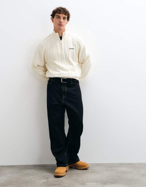 Prohibited jersey de punto de ochos con media cremallera en crema, 2 de 5