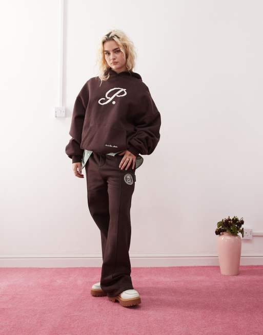 Prohibited - Joggingbroek van sweaterstof met rechte pijpen en naaddetail in bruin, deel van co-ord set