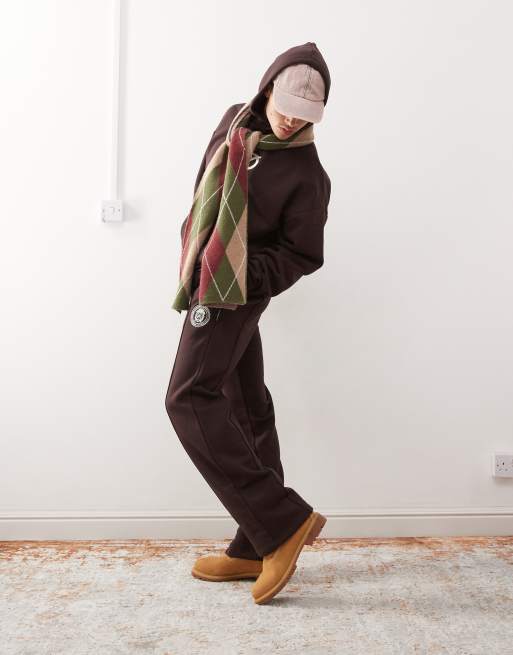 Prohibited - Joggingbroek van sweaterstof met rechte pijpen en naaddetail in bruin, deel van co-ord set