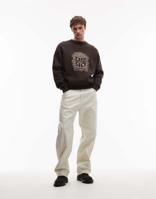 Prohibited Knit Emblem Logo Sweater In Brown