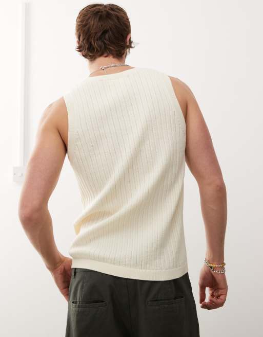 Prohibited knit tank top in off-white