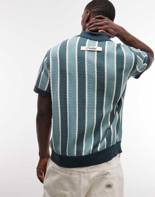 Prohibited knitted button up polo shirt in green, 3 of 5
