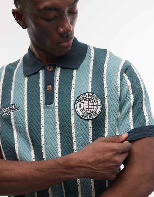 Prohibited knitted button up polo shirt in green, 4 of 5