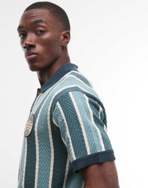 Prohibited knitted button up polo shirt in green, 5 of 5