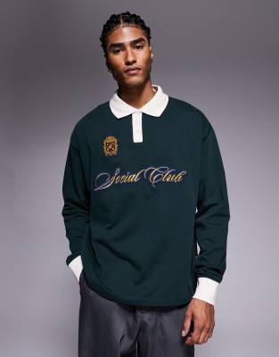Prohibited Knitted Logo Polo Shirt In Green