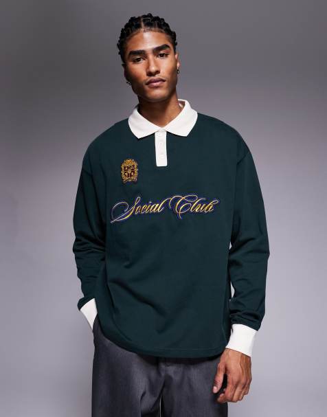 Prohibited knitted logo polo shirt in green - view 1