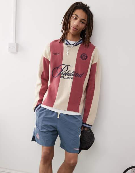 Prohibited knitted long sleeve sweater in red - view 1