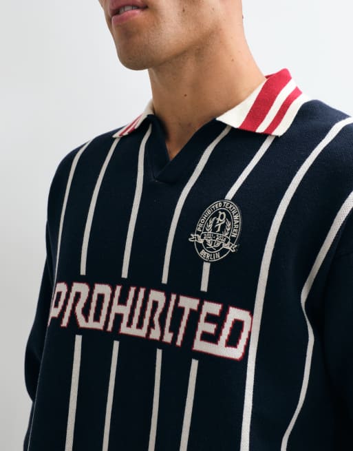 Prohibited knitted sports polo in navy, 5 of 5