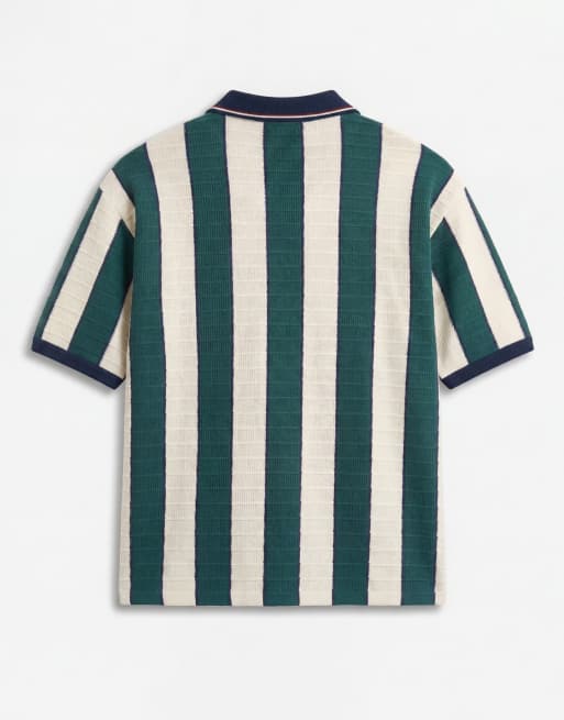 Prohibited knitted stripe football shirt in green multi, 7 of 7
