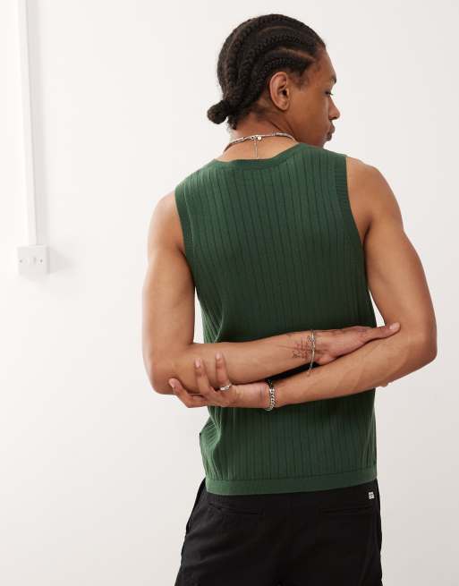 Prohibited knitted tank top in green, 2 of 4