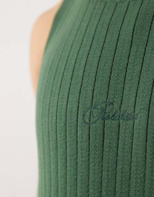 Prohibited knitted tank top in green, 3 of 4