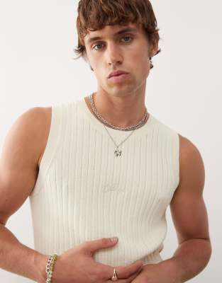 Prohibited Prohibited knitted tank top in off white