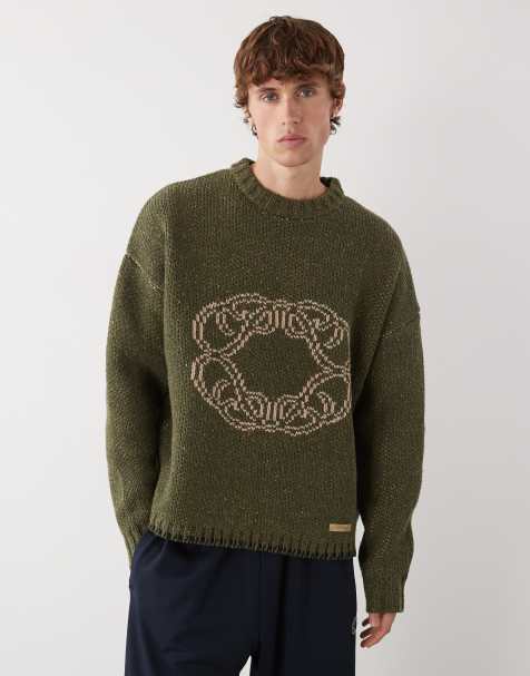 Prohibited oversized cropped legacy logo knit jumper in green