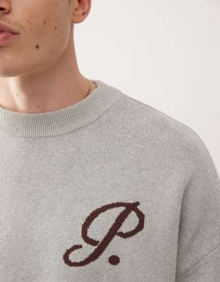 Prohibited Logo Detail Knit Sweater In Gray
