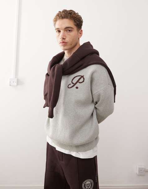 Prohibited logo detail knitted jumper in grey - view 1