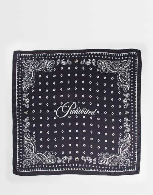 Prohibited logo scarf in black, 3 of 3