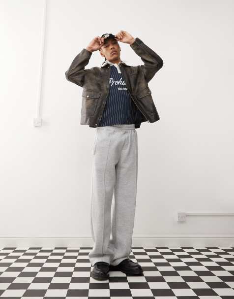 Prohibited logo straight leg trackies in grey - view 1