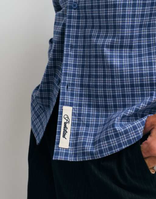 Prohibited long sleeve check flannel shirt in blue, 2 of 5