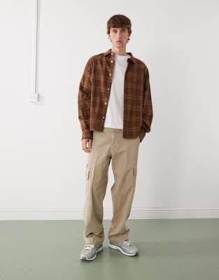 Prohibited Long Sleeve Flannel Shirt In Brown