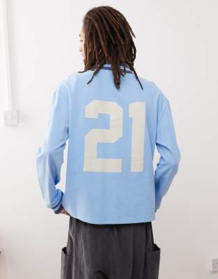 Prohibited Long Sleeve Polo Shirt In Blue