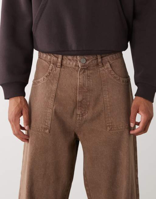 Prohibited loose fit denim jeans in brown, 4 of 5