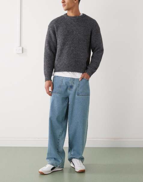 Prohibited loose fit denim jeans in light wash blue - view 1