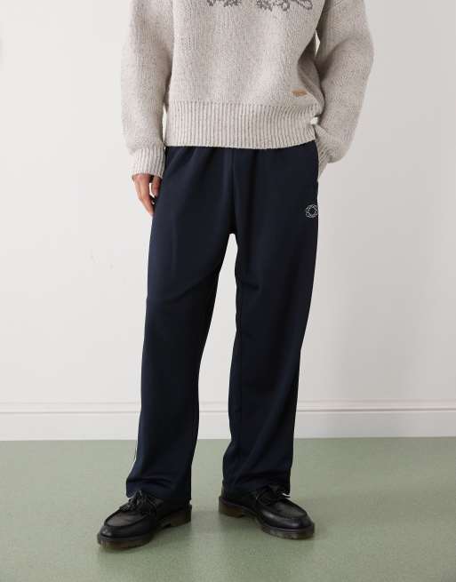 Prohibited loose fit drawstring sweatpants with contrast stripes in navy