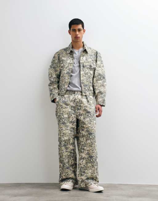 Prohibited loose fit pleat front camo jeans co-ord in multi, 4 of 5