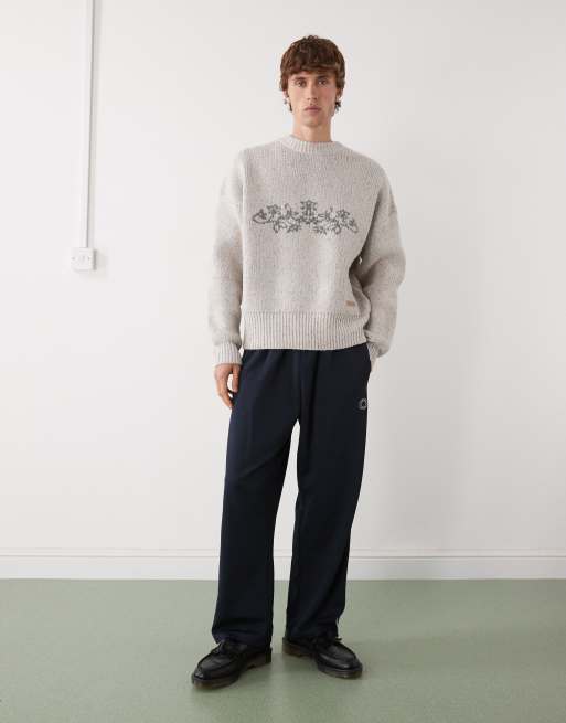 Prohibited - Maglione grigio oversize con logo a germogli, 2 di 5