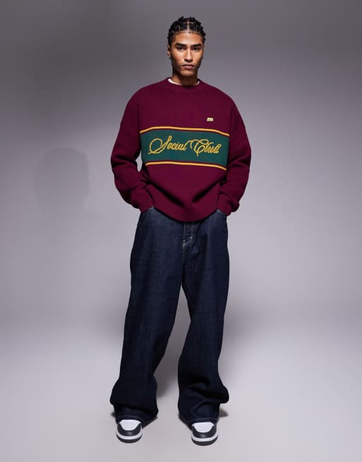 Prohibited - Maglione lavorato rosso con logo, 2 di 5