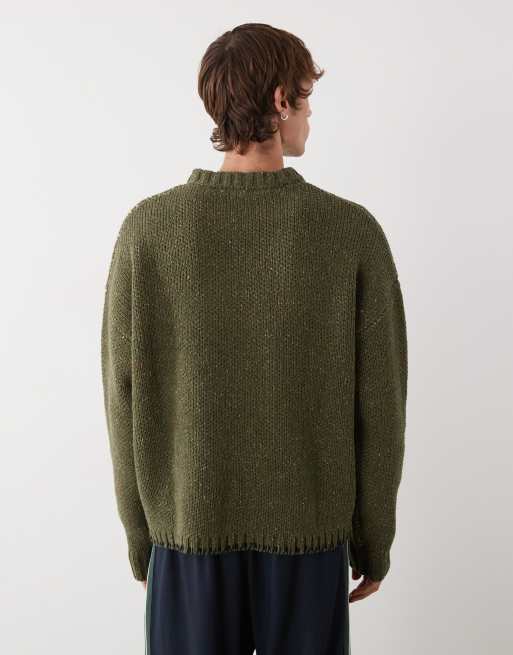 Prohibited - Maglione oversize corto verde con logo legacy, 3 di 5