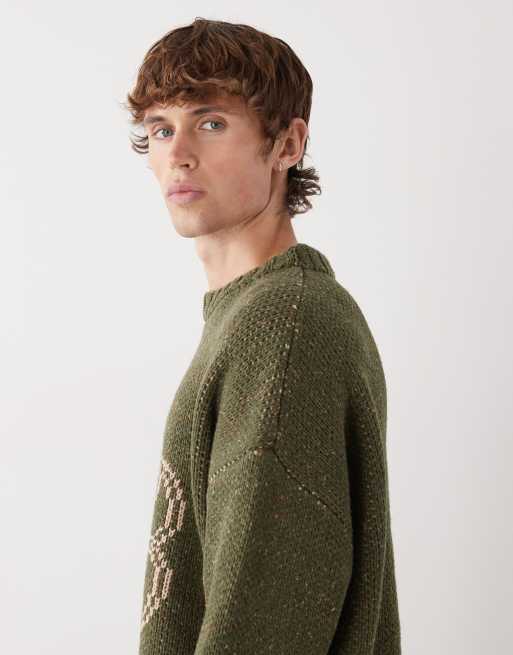 Prohibited - Maglione oversize corto verde con logo legacy, 4 di 5