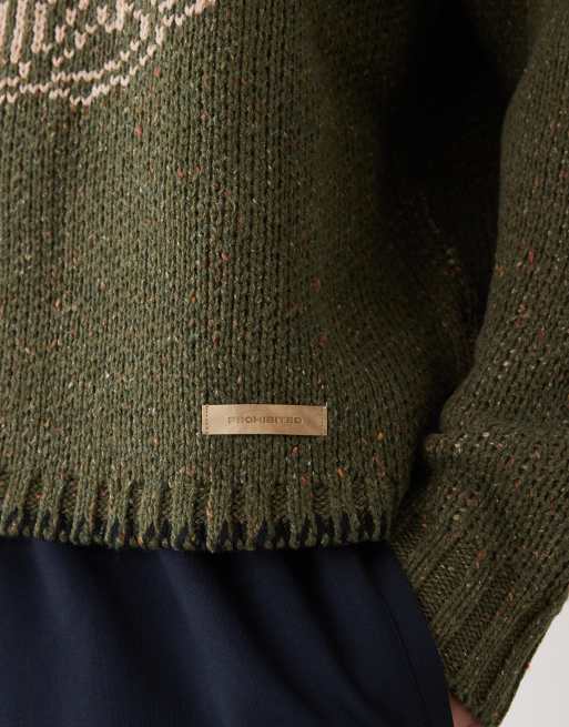 Prohibited - Maglione oversize corto verde con logo legacy, 5 di 5