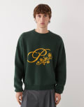 [Prohibited] Prohibited oversized bloom logo knit jumper in dark green XS GREEN