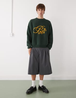 Prohibited Oversized Bloom Logo Knit Sweater In Green