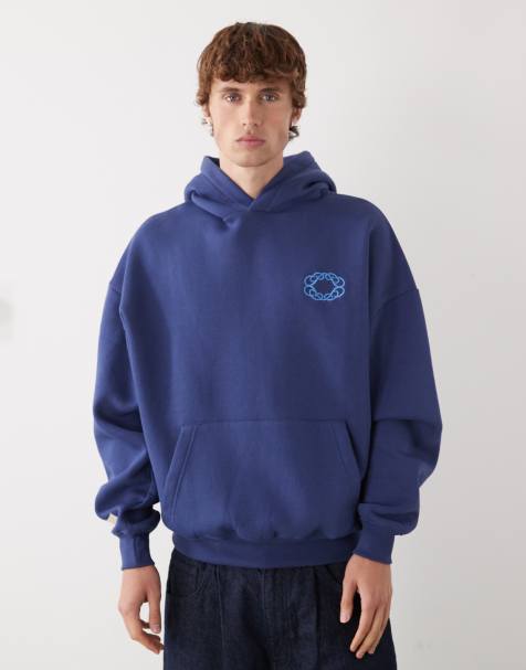 Prohibited oversized boxy fit legacy logo hoodie in blue - view 1