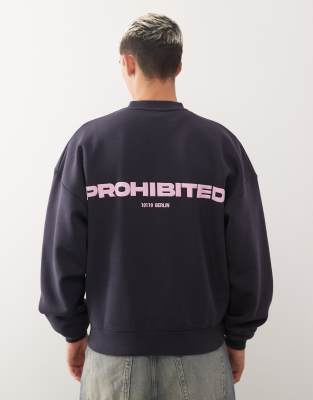 Prohibited Prohibited oversized boxy fit logo jumper in navy