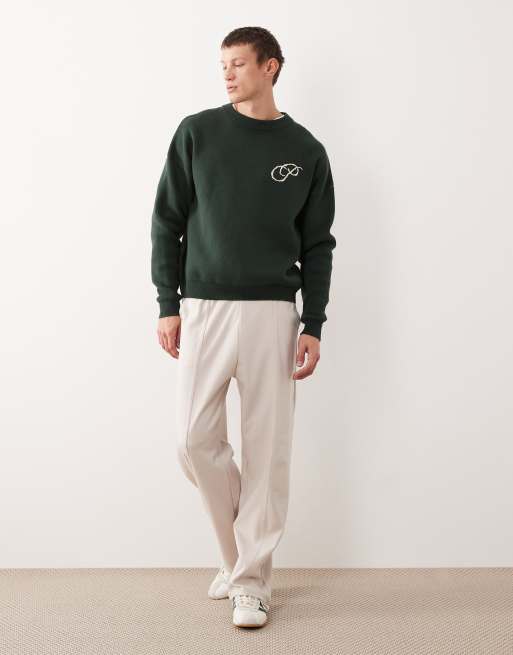 Prohibited oversized boxy fit logo knit jumper in green, 2 of 5