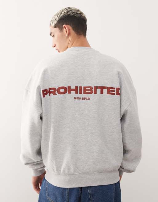 Prohibited oversized boxy fit logo sweater in gray