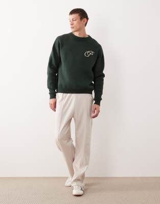 Prohibited Oversized Boxy Fit Logo Sweater In Green