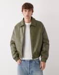 [Prohibited] Prohibited oversized drop shoulder PU leather bomber jacket in green S GREEN