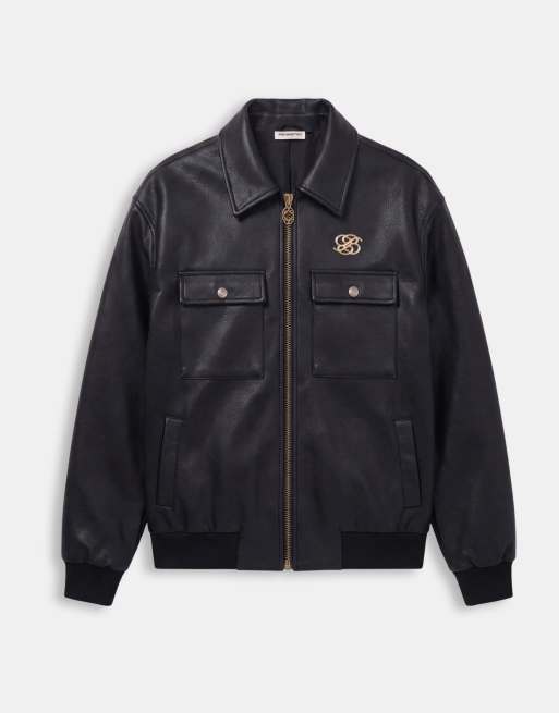 Prohibited oversized PU leather trucker jacket in black, 6 of 9