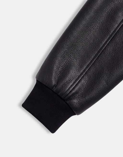 Prohibited oversized PU leather trucker jacket in black, 8 of 9