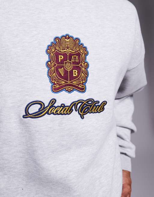 Prohibited patch emblem logo crew neck sweatshirt in grey, 5 of 5