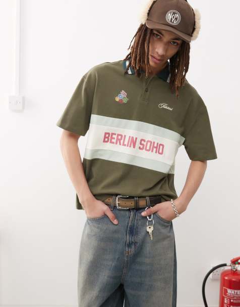 Prohibited - Polo style vintage à inscription Soho - Vert - view 1